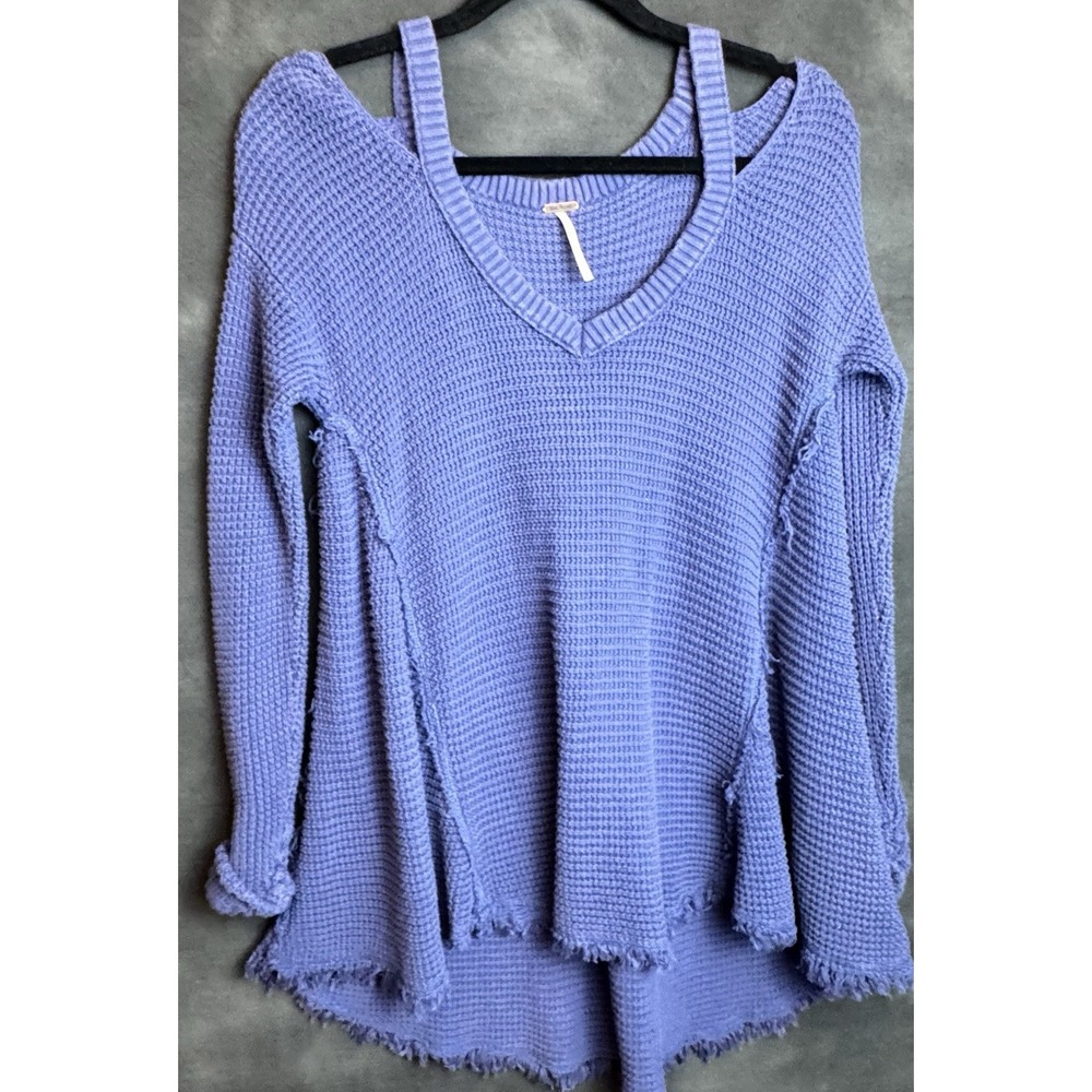 Free People Waffle Knit Oversized Sweater Size Small Cozy Casual Boho Pullover